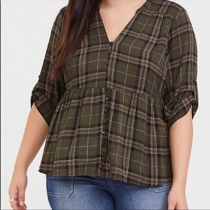 Plaid green torrid top